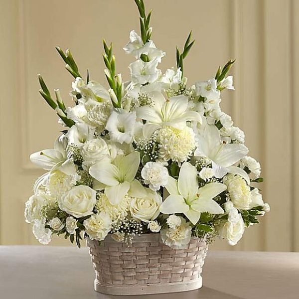 Ivory Elegance Floral Basket – Nenas Florist